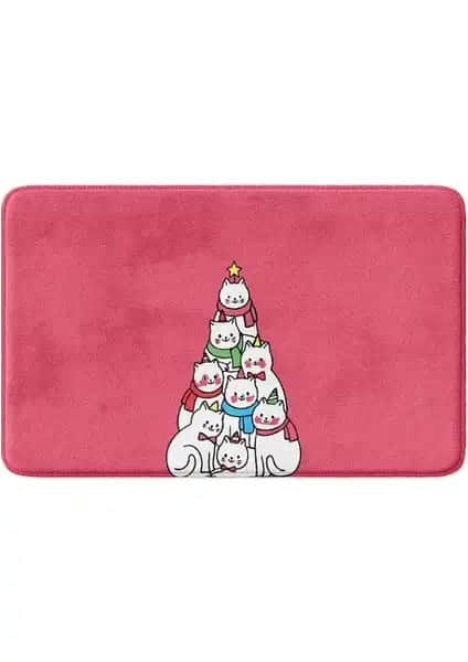 Monnhein Sevimli Tasarımlı Yılbaşı Dekoru Banyo Paspası Güvenli ve Estetik Kullanım İçin