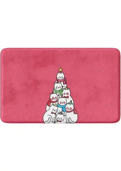 Monnhein Sevimli Tasarımlı Yılbaşı Dekoru Banyo Paspası Güvenli ve Estetik Kullanım İçin