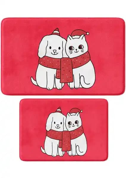 Monnhein Sevimli Tasarımlı Yılbaşı Dekoru ve Takım Banyo Paspası Güvenli ve Şık Kullanım