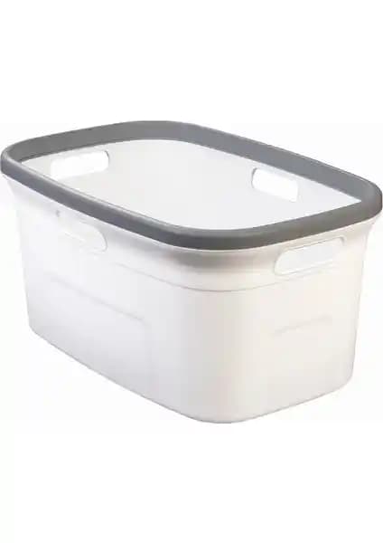 Motek Gri Beyaz Çamaşır Sepeti Çamaşır Selesi Modern ve Kullanışlı Tasarım