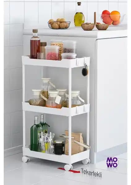 Mowo Home 3 Katlı Tekerlekli Raf: Modern ve İşlevsel Depolama Çözümü