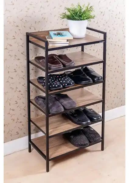 Mudesa Raflı Ayakkabılık Metal-Ahşap Modern ve Fonksiyonel Saklama Çözümü