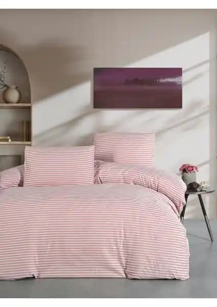 My Story Lastikli Çarşaflı Çift Kişilik Saten Nevresim Takımı Gül Kurusu