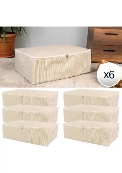 Nacarev 6 Adet Mega Boy Çizgi Desenli Hurçlar ile Evde Düzen ve Estetik Sağlayın