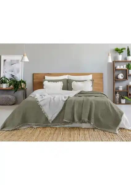 Natural Meet Maya Çift Taraflı Pamuklu Müslin Yatak Örtüsü 4 Katlı Estetik ve Dayanıklı