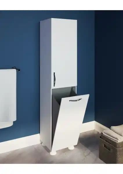 Nesse Shop Çok Amaçlı Banyo Dolabı Kirli Çamaşır Sepetli Modern Tasarım