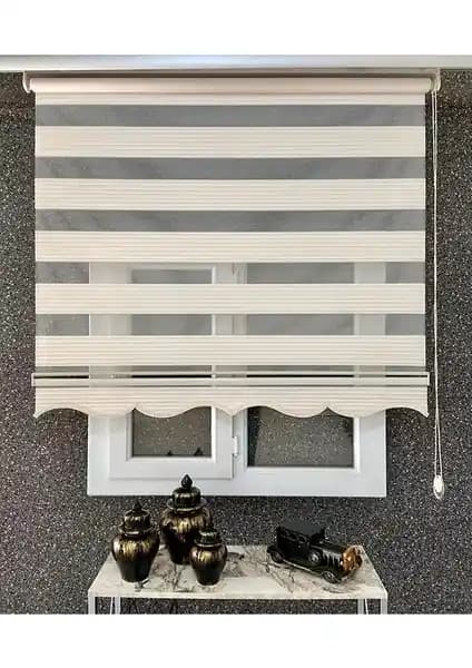 NetworkAvm Krem Geniş Pliseli Zebra Stor Perde Etek Dilimli Modern ve Şık Tasarım