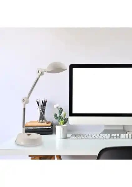 Nisaluce Ledli Masa Lambası Beyaz - Modern ve Enerji Tasarruflu Ofis ve Okuma Aydınlatması