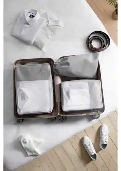 Ocean Home Textile 3'lü Gri Valiz Düzenleyici Seti ile Seyahat ve Ev Düzeninizi Kolaylaştırın