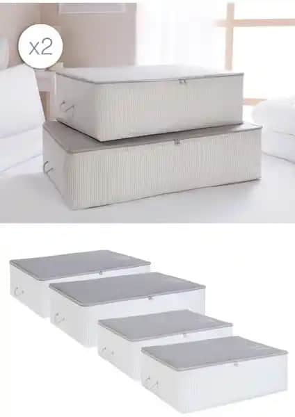 Ocean Home Textile 4'lü Hurç Seti Gri Renkli Modern Depolama Çözümü