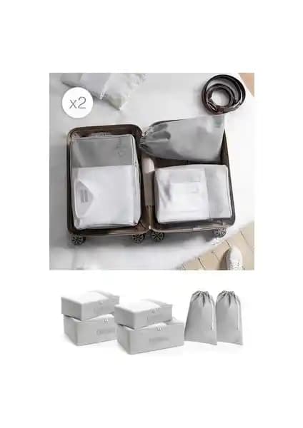 Ocean Home Textile 6'lı Gri Valiz Düzenleyici Seti Seyahat ve Ev İçin Pratik Çözüm