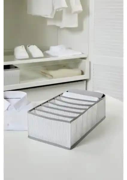 Ocean Home Textile 7 Bölmeli Gri Çizgili Dolap Çekmece İçi Organizer Tanıtımı ve Kullanım Özellikleri