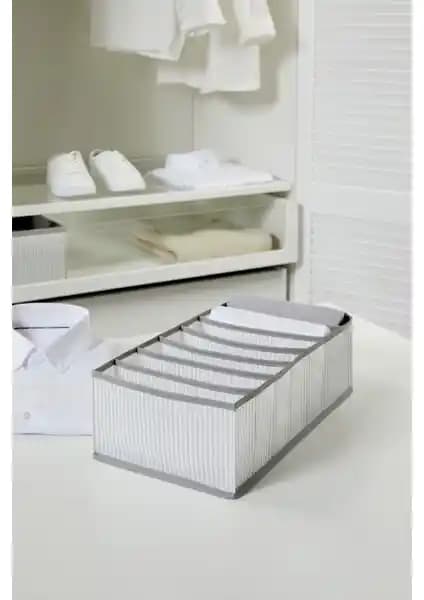Ocean Home Textile 7 Bölmeli Gri Çizgili Dolap Çekmece İçi Organizer Tanıtımı ve Kullanım Özellikleri