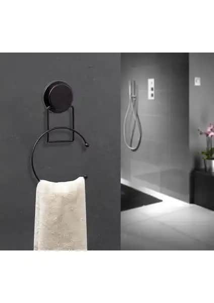 Okyanus Home Magic Fix Siyah Yuvarlak Havluluk: Pratik ve Dayanıklı Yapışkanlı Çözüm