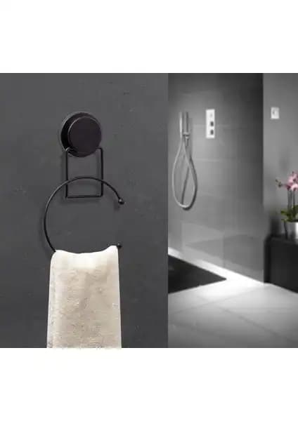 Okyanus Home Magic Fix Siyah Yuvarlak Havluluk: Pratik ve Dayanıklı Yapışkanlı Çözüm