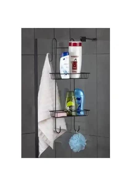 Okyanus Home Siyah Duşakabin Şampuanlık: Modern ve Şık Banyo Aksesuarı