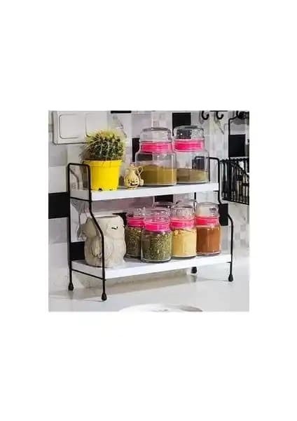 OMEKAN Çok Amaçlı Modern Ahşap Mutfak ve Dekoratif Rafı 30 cm yüksekliğinde