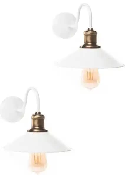 Ömür Retro Aplik Beyaz Kasa Duvar Aplik 2'li Modern ve Dayanıklı Tasarım