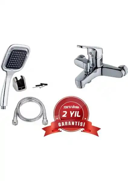 On2 Kare Siyah Banyo Bataryası ve Duş Başlığı: Modern ve Dayanıklı Banyo Çözümü