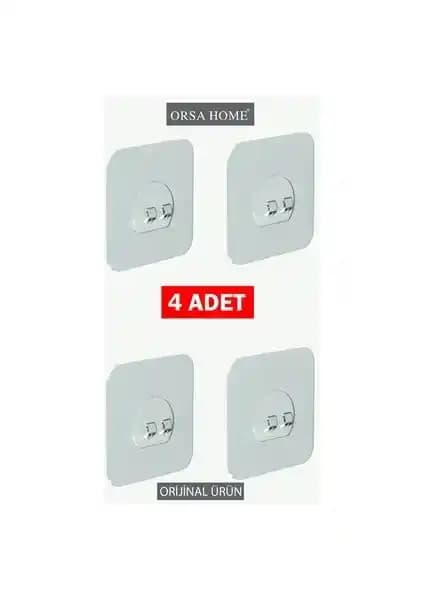 Orsa Home Güçlü Yapışkanlı Askılar Seti 4 Adet Dayanıklı ve Pratik Kullanım İçin