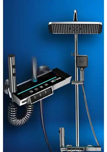 Oxy Aqua Piano 5 Fonksiyonlu Dijital Akıllı Robot Duş Seti Modern Banyo Tasarımı