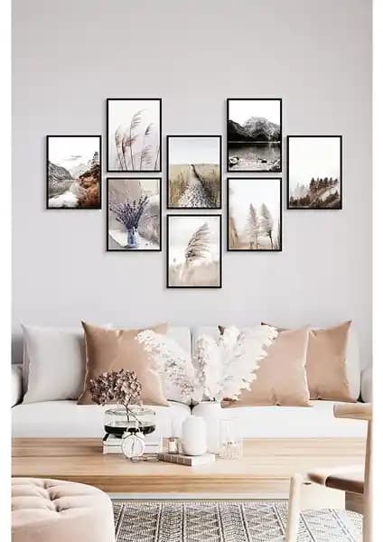 Özcanlar Çerçevesiz MDF Tablo Seti Modern ve Minimalist Duvar Dekorasyonu İçin