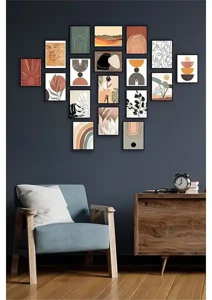 Özcanlar MDF Çerçevesiz 18 Parça Duvar Dekoru Seti Modern ve Şık Tasarım