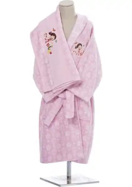 Özdilek Niloya Heart Çocuk Havlu Bornoz Seti 7-8 Yaş Pembe Renkli ve Yumuşak Tasarım