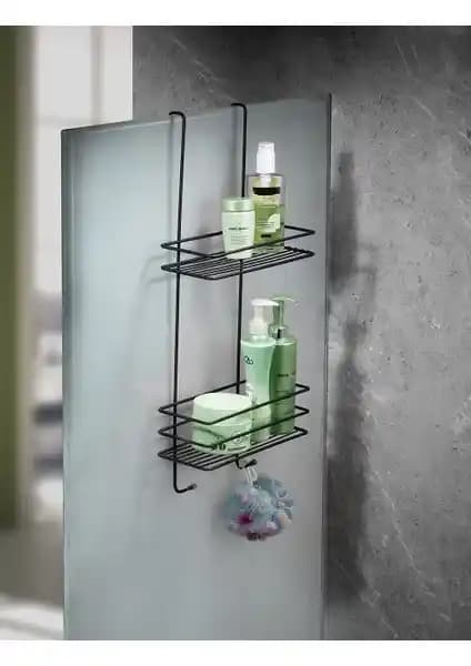 Paslanmaz 2 Katlı Siyah Banyo Duş Rafı Sabunluk Fonksiyonel ve Estetik Çözüm