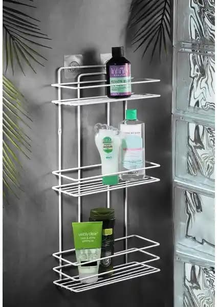 Paslanmaz Banyo Düzenleyici Şampuanlık Rafı - Kolay Montaj ve Dayanıklı Tasarım