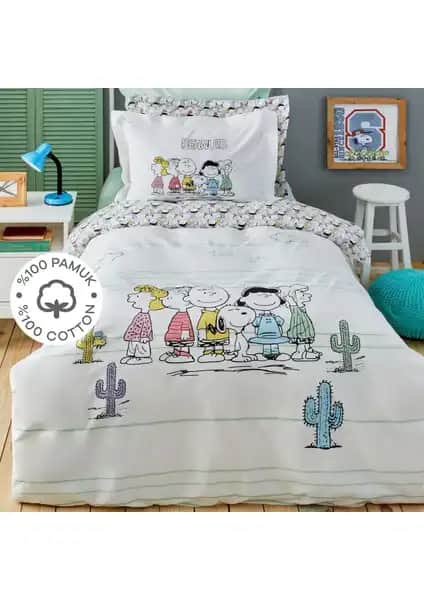 Peanuts by Karaca Home Snoopy Vintage Tek Kişilik Nevresim Takımı Yatak Odası Dekorasyonuna Renk Katıyor
