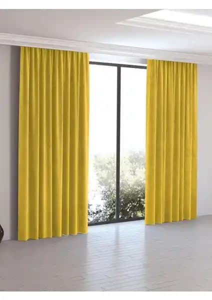 Perle Home Günlük Serisi Güneş Sarısı Ada Fon Perde Modern ve Şık Tasarım Özellikleri