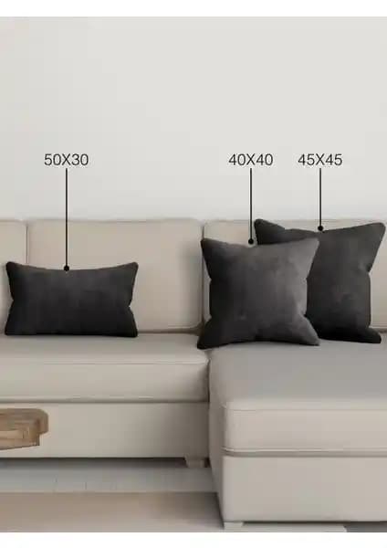 Perle Home Siyah Kırlent Kılıfı Modern ve Dayanıklı Dekoratif Yastık Kılıfı