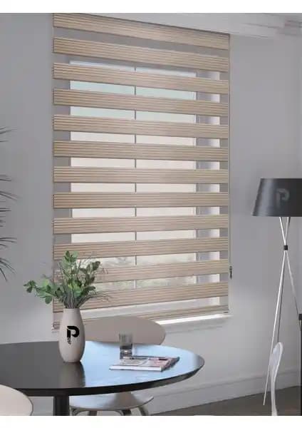 Perle Pleated Sütlü Kahverengi Zebra Perde: Modern ve Dayanıklı Tasarım Çözümü