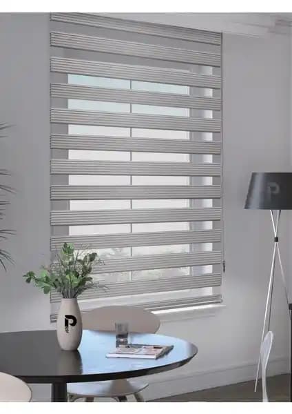 Perle Plekseli Açık Gri Zebra Perde: Dayanıklı ve Şık Modern İç Mekan Perdesi