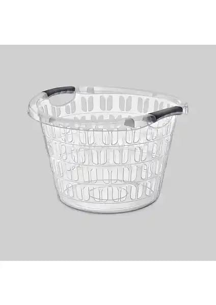 Poly Time Yuvarlak Şeffaf Çamaşır Sepeti 33 Litre Kapasiteli Modern Tasarım