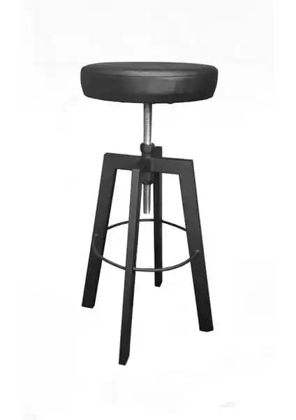 Presto Bar Sandalyesi Siyah Deri ve Metal Yapısıyla Modern Oturma Çözümü