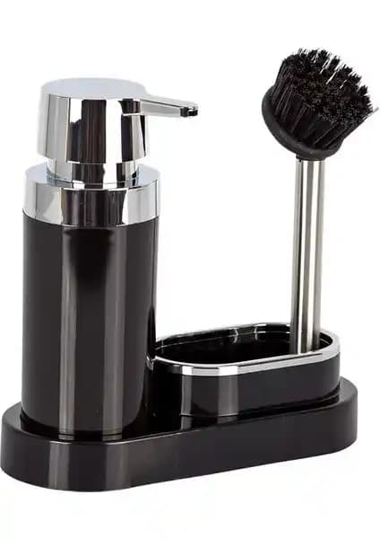 Primanova Polen Siyah Mutfak Sıvı Sabunluk Fırçalı Modern ve Dayıklı Tasarım