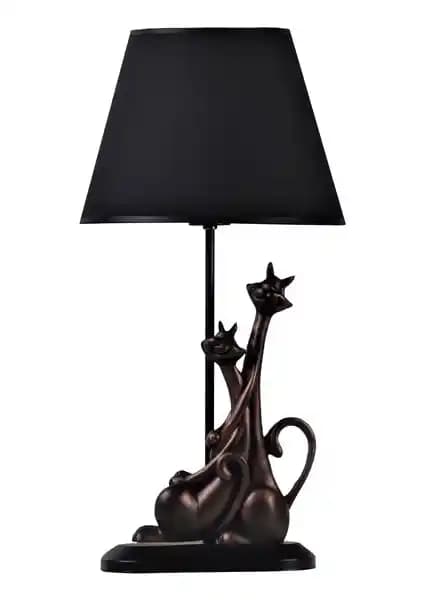 Qdec Modern Dizayn Kedi Abajur Bakır Siyah Şık ve Fonksiyonel Aydınlatma Seçeneği