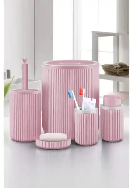 Queen's Kitchen 5'li Pembe Banyo Seti: Modern ve Şık Tasarım ile Fonksiyonellik