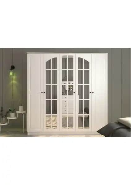 Rabi Mobilya Beyza Country 5 Kapaklı Gardrop: Geniş Depolama ve Şık Tasarım Özellikleri