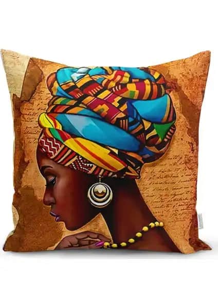 RealHomes Afrika Temalı Dijital Baskılı Modern Yastık Kılıfı 43x43 cm dayanıklı ve estetik tasarım