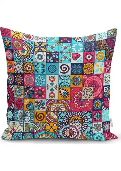 RealHomes Mozaik Desenli Özel Tasarım Yastık Kırlent Kılıfı Modern ve Şık Ev Dekorasyonu İçin