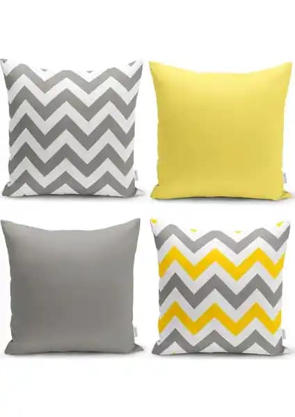 RealHomes Sarı ve Gri Zigzag Motifli Dijital Baskılı 4'lü Kırlent Kılıfı Seti İncelemesi