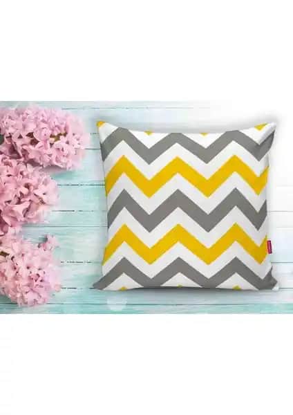 RealHomes Zigzag Dijital Baskılı Dekoratif Yastık Kılıfı Modern ve Şık Tasarım