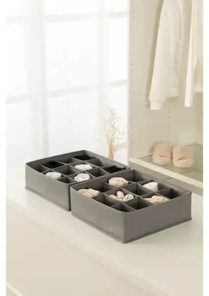 Rek Home 2'li Gri Çocuk Odası Dolap İçi Düzenleyici ve Organizer Çekmeceleri