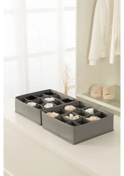 Rek Home 2'li Gri Çocuk Odası Dolap İçi Düzenleyici ve Organizer Çekmeceleri