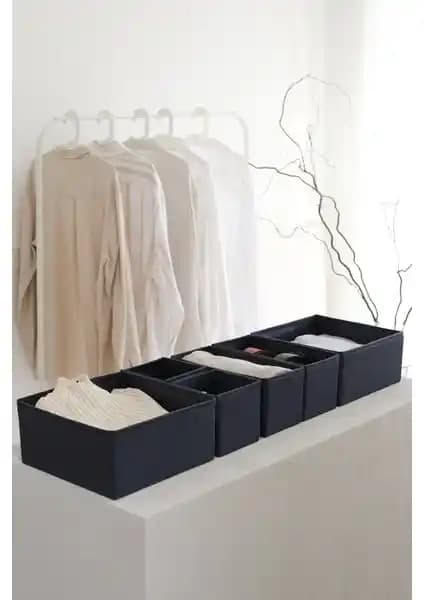 Rek Home 6'lı Lacivert Çocuk Odası ve Ev İçin Çok Amaçlı Organizer Kutuları