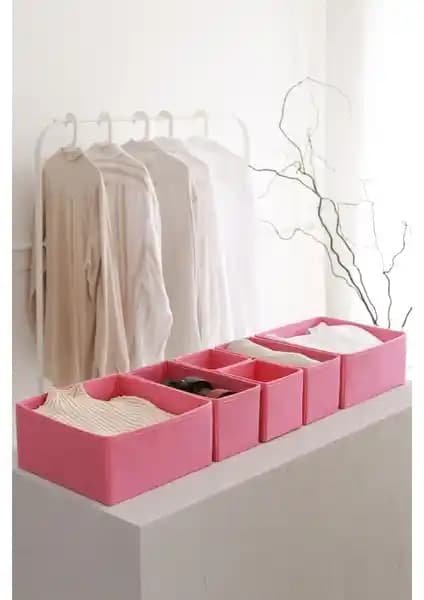 Rek Home 6'lı Pembe Çocuk Odası Düzenleyici Kutuları Dayanıklı ve Şık Tasarım