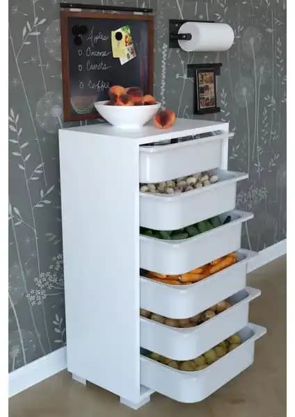 Remaks 6 Sepetli Çok Amaçlı Dolap Beyaz, Dayanıklı ve Pratik Depolama Çözümü